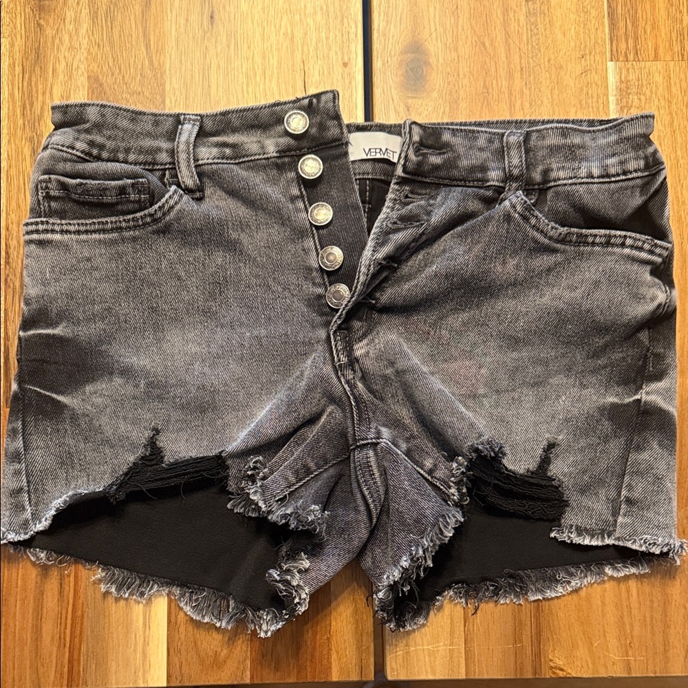 Women's Distressed Gray Jean Shorts